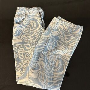 Blue and White Patterned Pants